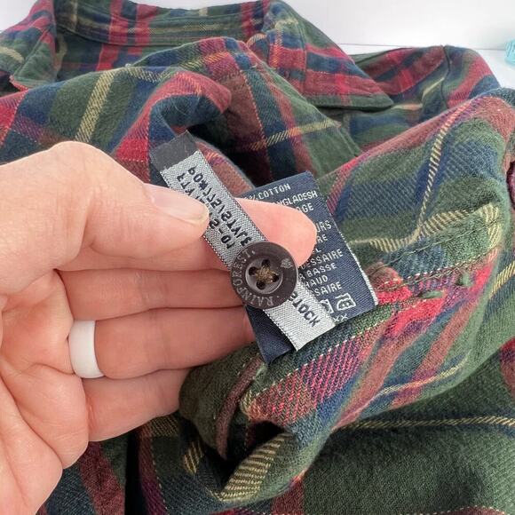 EUC Rainforest Heavyweight Hunter Green Corduroy Flip Cuff Plaid Flannel Shirt M - Picture 7 of 11